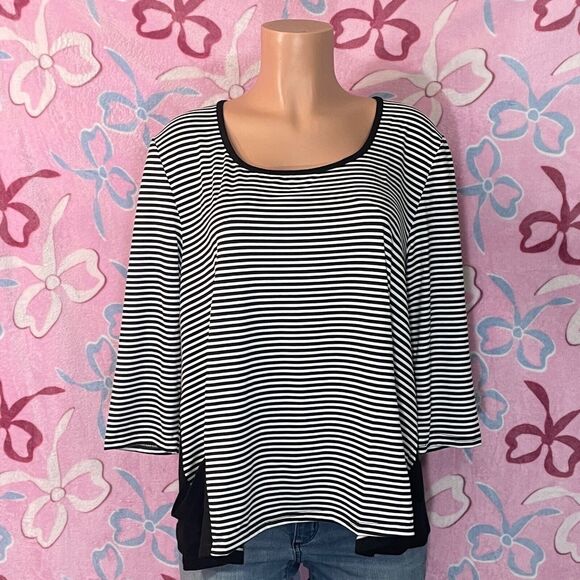 New With Tags Zashi Striped two piece racerback blouse with pockets size large - Picture 1 of 9